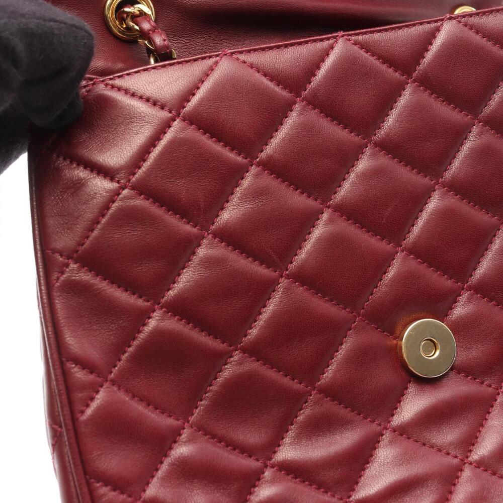 Chanel Matelasse Shoulder Bag Lambskin Sheepskin Leather Bordeaux Purple - Picture 8 of 8